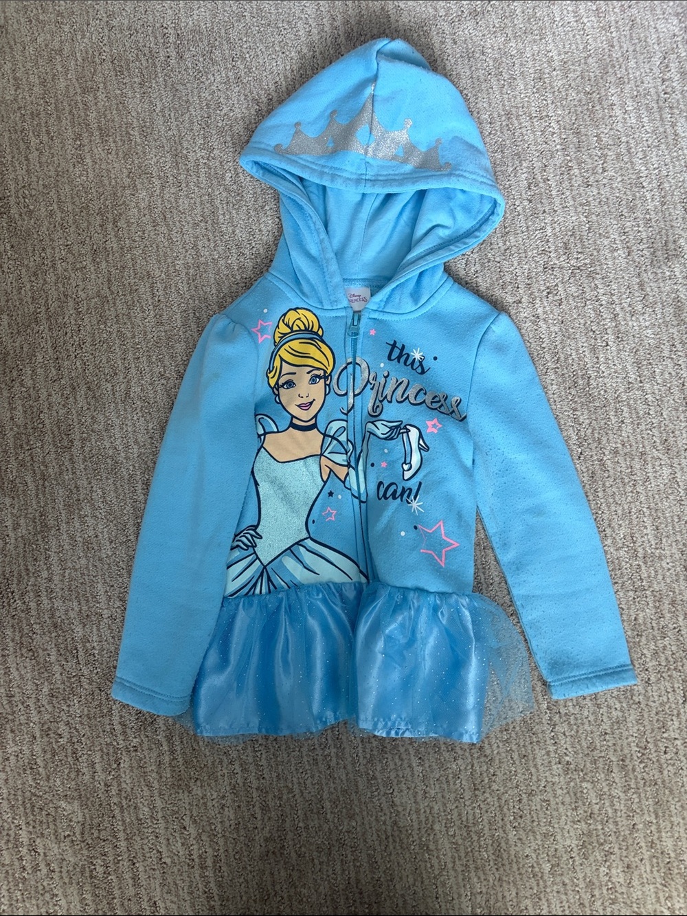 Disney Light Blue Cinderella Hooded Peplum Sweatshirt